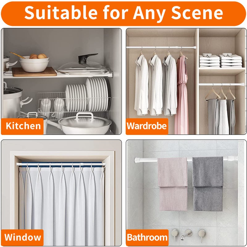 kimwason 6 Pack Spring Tension Curtain Rod Adjustable Length for Kitchen, Bathroom, Cupboard, Wardrobe, Window, Bookshelf DIY Projects - Image 5